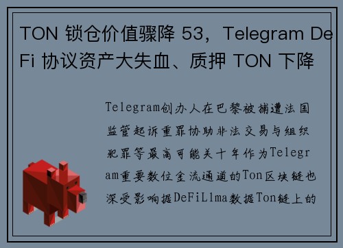 TON 锁仓价值骤降 53，Telegram DeFi 协议资产大失血、质押 TON 下降